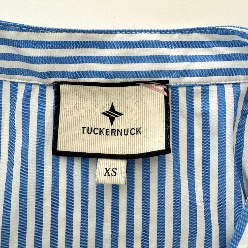 Tuckernuck Blue Stripe Royal Shirt Mini Dress XS Oversized - Picture 11 of 12